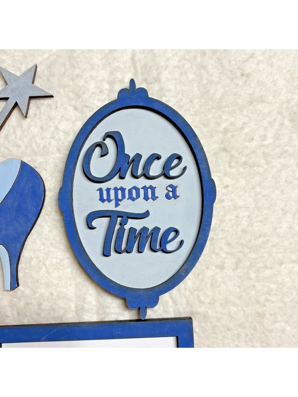 lot of 6 Pcs Cinderella Tiered Tray Decor Set Wooden Signs - hand painted - OOAK